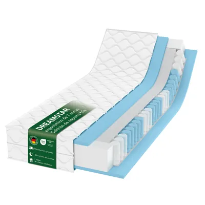 Imagen del producto de Colchón de muelles ensacados de 90x200 cm | 22 cm de altura | Firmeza H2/H3 | 7 zonas | Dreamstar Ergo Flex TFK XXL Duo