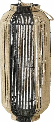Produktbild von MOREL Laterne, groß, aus Papier und Eisen, Farbmix grau natur, 62 cm hoch