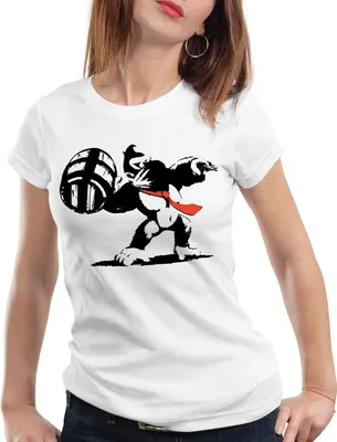 Produktbild von style3 Graffiti Kong Damen T-Shirt donkey pop art banksy geek snes nerd gamer, Farbe:Weiß, Größe:S