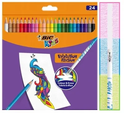 Obrázok produktu pre BIC KIDS Pastelky EVOLUTION ILLUSION stierateľné 24 kusov