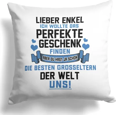 Produktbild von 22Feels Enkel Geschenk von Oma Opa Jungs Kissen Deko Kinderzimmer Dekoration Geburtstag Weihnachten Abitur Bachelor Master Uni Abschluss Meister Wohnzimmer Schlafzimmer Couch