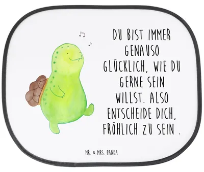 Produktbild von Mr. & Mrs. Panda Sonnenschutz Auto Schildkröte Pfeifen - Weiß - Geschenk, Depression, Glück, saugnapf, Sonnenblende, Schildkröten, Trennung, autofenster, Fenster