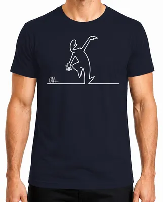Zdjęcie produktu dla T-shirt męski "La Linea Osvaldo Cavandoli Balum Strichmännchen", kolor granatowy, rozmiar S