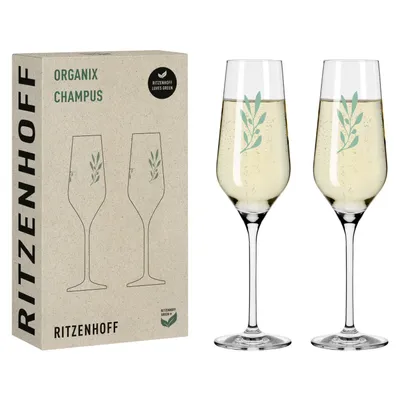 Immagine prodotto di Ritzenhoff Champagnerglas 2er-Set Organix 001, Romi Bohnenberg, Kristallglas, 250 ml, 3924001