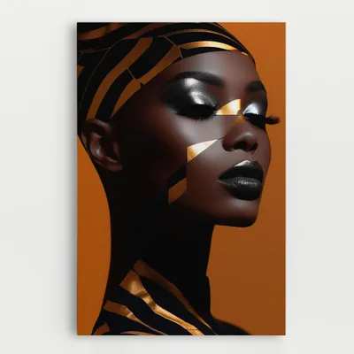 Produktbild von ARTHUB® Leinwandbild 80x120 cm, African Woman On Orange | Wohnzimmerdekoration, Hängende Bilder, Wanddekoration, Heimdekoration, Frauen, Afrikanische Frauen