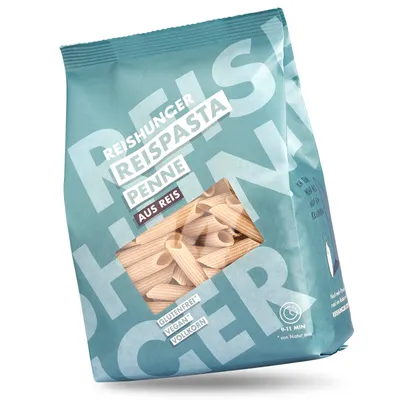 Produktbild von REISHUNGER Glutenfreie Penne Reispasta aus Vollkornreis (10 x 400 g) - Auch bei Zöliakie geeignet