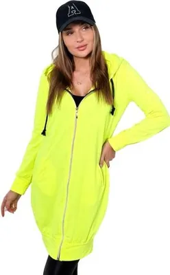 Produktbild von Neongelbes Kapuzenkleid-Sweatshirt