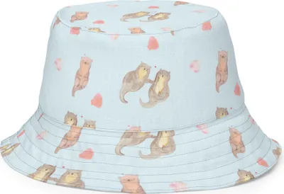 Produktbild von Mr. & Mrs. Panda Sonnenhut Otter Hände halten Größe S/M - Blau - Geschenk, Liebe, Paar, Romantisch, Bucket Hat, Tropenhut, Boonie, Seeotter, glücklich, Anglerhut
