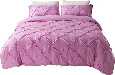 Obrázek produktu pro Ložní prádlo 260x230cm polyesterové vlákno 3 kusy - růžová sada povlečení na přikrývku, měkký nadýchaný povlak na přikrývku se zipem a 2x povlak na polštář 50x75cm