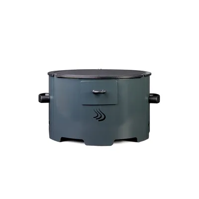 Produktbild von Eco Fire - Tragbarer Pelletgrill Modell "Apache" mit Stahlplatte Durchmesser 38 cm und Dicke 6 mm - Anthrazitgrau