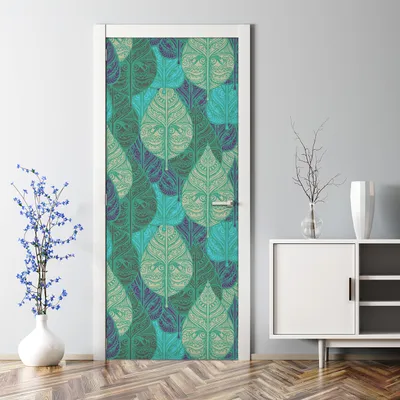Produktbild von Dekorative Türposter selbstklebend Klebefolie Wandaufkleber Türaufkleber Blätter blau lila 85 x 200 cm