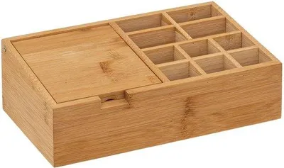Immagine prodotto di Organizer da bagno a 10 scomparti con specchio in bambù