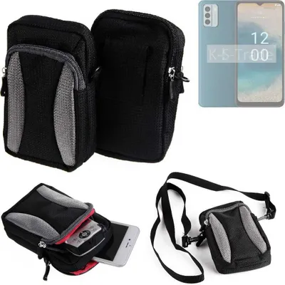 Produktbild von K-S-Trade Holster Schutz Hülle kompatibel mit Nokia G22 Handy Hülle Gürteltasche Umhängetasche mit Zusatzfach schwarz