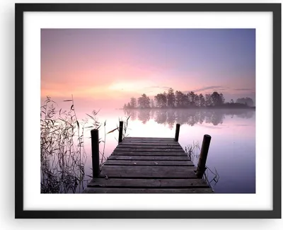 Produktbild von Gerahmtes Poster - Schwarzer Rahmen - Morgen Sonnenaufgang Nebel See - 50x40 cm - Wand Bild - Wanddeko - Wandbilder - Wandposter - Bilderrahmen - Bilder - Kunstdruck - Wandbild - P2BAA50x40-2593
