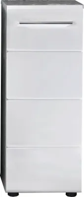 Produktbild von trendteam Bad Stauraumelement Nano Beton Stone Melamin/Weiß Hochglanz Tiefzieh 32 x 82 x 28 cm
