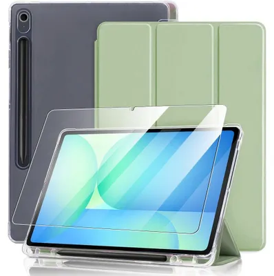 Image de Coque + Verre Trempé pour Samsung Galaxy Tab S9 (11 Pouces) Protection Renforcée avec Porte-Stylet - Vert