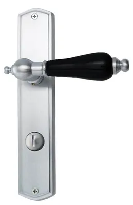 Produktbild von Oscar R39 Ghidini Türgriff-Langschild-Garnitur M18 mattchrom Handhabe schwarz (Ausführung: Drücker/Drücker, Lochung: WC, Entfernung: 78mm, Oberfläche: mattchrom (M18)) Ausführung: Drücker/Drücker Lochung: WC Entfernung: 78mm Oberfläche: mattchrom (M18)
