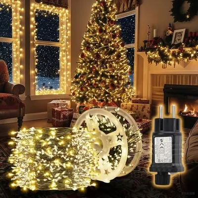 Produktbild von 10m LED-Lichterkette Aussen Weihnachtslichterkette 400 LED 8 Modi Warmweiß Weihnachtsdeko
