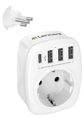 Produktbild von LENCENT Adapter Italien Reiseadapter Netzadapter, EU auf IT Stecker