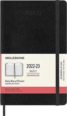 Zdjęcie produktu dla Kalendarz dzienny Moleskine na 18 miesięcy, 2022/2023, format A5, jeden dzień na jednej stronie, twarda okładka, kolor czarny