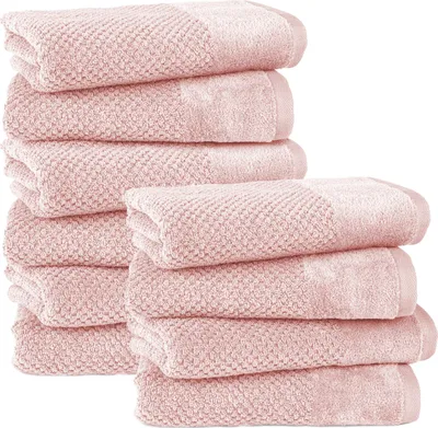 Produktbild von Pure Label 10-TLG Handtücher Set mit Aufhängeschlaufen aus Baumwolle, saugstark und weich | 10er Pack Handtücher 50x100 cm aus Baumwolle, Rosa