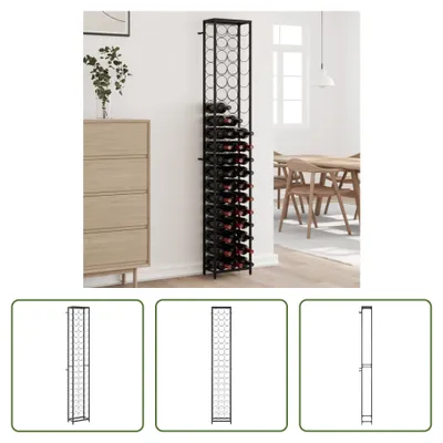 Produktbild von The Living Store Weinregal für 57 Flaschen Schwarz 34x18x200 cm Schmiedeeisen