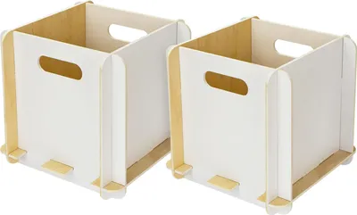 Zusammensteckbare Holzbox 25 cm weiß Aufbewahrungsbox für Bücherregale mit einer Tiefe von 25 cm 2 Stück