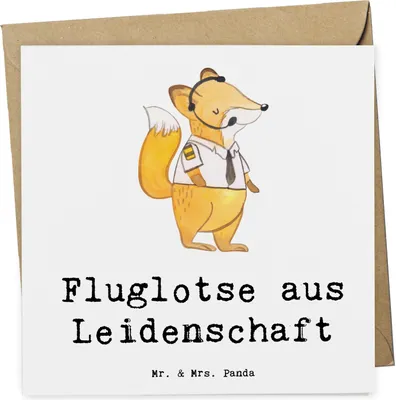Produktbild von Mr. & Mrs. Panda Grußkarte Fluglotse Leidenschaft - Weiß - Geschenk, Lustig, Beruf, Ausbildung, doppelkarte, anlasskarte, Spruch, Klappkarte, Glückwunschkarte, faltkarte