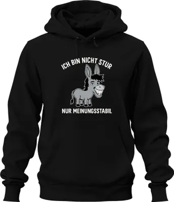 Produktbild von Ich bin nicht stur nur meinungsstabil Esel lustiger Spruch Humor Uni Hoodie Kapuzenpullover, Schwarz, XL