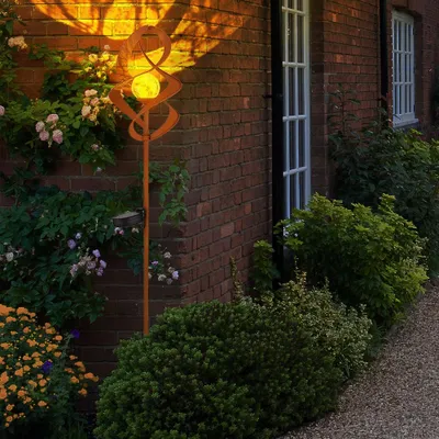 Produktbild von LED Solarleuchte, IP44, Erdspitz, Akku, rostfarben, H 90cm