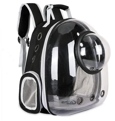 Produktbild von Hundetragetasche Katzenrucksack Haustierrucksack - Transparent - 42 x 33 x 28 cm - Schwarz - Für Reisen und Spaziergänge