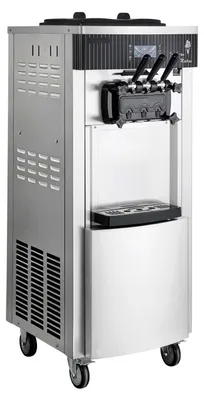 Produktbild von Softeismaschine - Gewerbliche freistehende Eismaschine - 2200 W - 20–28 L/h - 3 Geschmacksrichtungen - 2 x 6 L Behälter - Vorkühlung & Selbstreinigung
