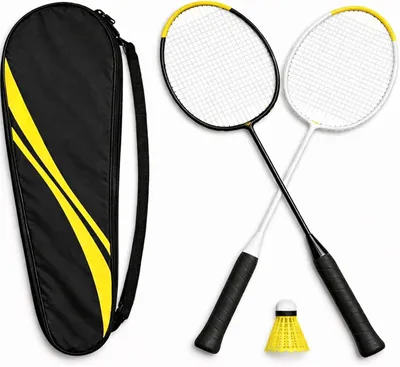 Produktbild von Badminton Set mit Tragetasche – 2 Profi Federballschläger & Badmintonball für Erwachsene und Kinder – Outdoor Federball Set (Erwachsene Set)