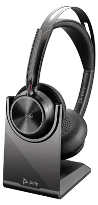 Image de Casque HP Poly Voyager Focus 2-M USB-C vers USB-C avec adaptateur USB-C vers USB-A et station de recharge, modèle personnalisé 1, filaire et sans fil, 20 - 20 000 Hz, voiture/bureau à domicile, 175 g, casque, noir
