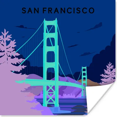Produktbild von MuchoWow® Poster Brücke - San Francisco - USA - Golden Gate Bridge 75x75 cm - Wand Dekoration