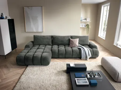 Produktbild von Ecksofa 340 cm Valerio mit Bettkasten und Schlaffunktion - Links, Ecksofa L-Form, Schaumstoff (Dunkelgrau - Ditra New 14)