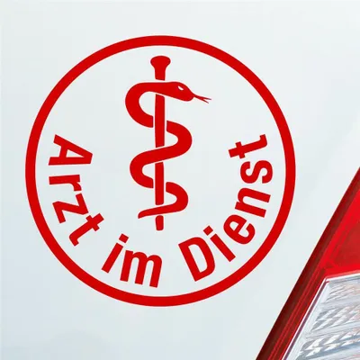 Produktbild von Auto Aufkleber Arzt im Dienst Medizin Rettungsgasse KFZ 10x10 cm Rot Sticker Heckscheibenaufkleber