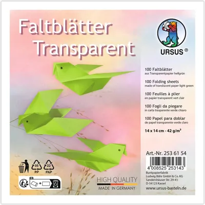 Produktbild von URSUS Faltblätter Transparent Universal 14x14cm 100 Blatt HELLGRÜN