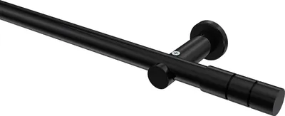 Produktbild von Interdeco Gardinenstange / Vorhangstange Schwarz, Typ Platon Elanto (Rillenzylinder) ohne Ringe, 20 mm Ø 1-läufig, 520 cm