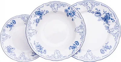 Obrázok produktu pre Súprava tanierov, český porcelán, Bernadotte, modré kvety, 18 d., Thun 1794