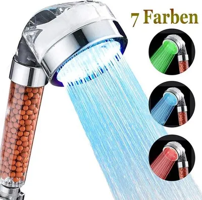 Produktbild von LED-Duschkop mit 7 Farbenwechsel, Handdusche für das Badezimmer mit Ionensanierungsfunktion