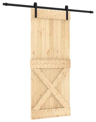 Produktbild von Schiebetür Natürlich und Schwarz 85 x 210 cm Massivkiefer