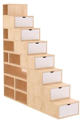 Produktbild von Treppenregal 200 cm - Naturlack/Weiß