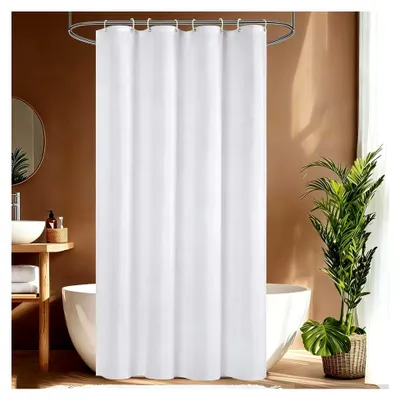 Produktbild von Duschvorhang 120 x 200 Weiß, Wasserdicht, Textil Polyester, Schnelltrocknend, Badevorhang Textil Anti-schimmel Wasserdicht Waschbar Badvorhang,Waschbar Hochwertig Stoff Duschvorhänge Badewanne
