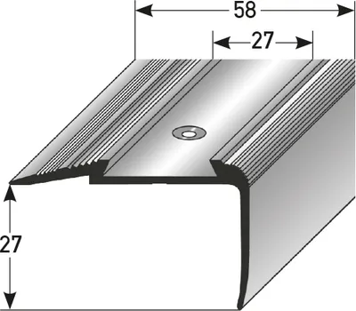 Produktbild von PROVISTON Treppenkante | 27 x 58 x 2000 mm | Treppenkantenprofil Treppenwinkel Winkelprofil Kombiwinkel Aluminium eloxiert Silbermetallic Gebohrt
