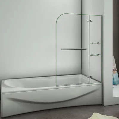 Produktbild von 120X140cm Badewannenaufsatz Duschabtrennung Echtglas Duschwand Duschkabine