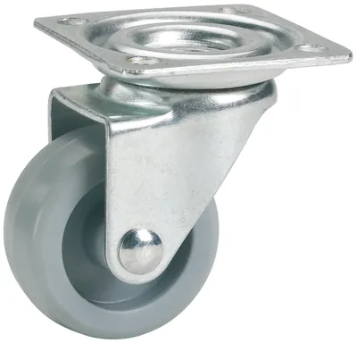 Imagen del producto de Rueda para muebles, 30 mm x 15 mm, rueda de plástico, capacidad de carga de 30 kg, placa de 42 mm x 42 mm, sin freno
