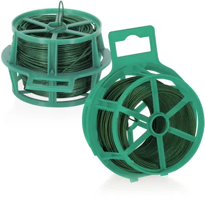 Produktbild von com-four® 100 Meter Meter Bindedraht - 2 Rollen mit je 50 Meter kunststoffummantelter Draht in grün - Pflanzendraht für Garten- und Hausarbeit
