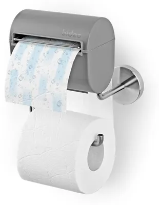 Produktbild von bideo Toilettenpapierhalter mit Befeuchtungsfunktion - grau, Badzubehör, Sanitärzubehör, Badezimmer-Zubehör, Badbedarf für den passenden Sanitärbedarf