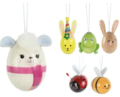 Zdjęcie produktu dla Zawieszka Jajko Zwierzę 5,5 cm 6 różne